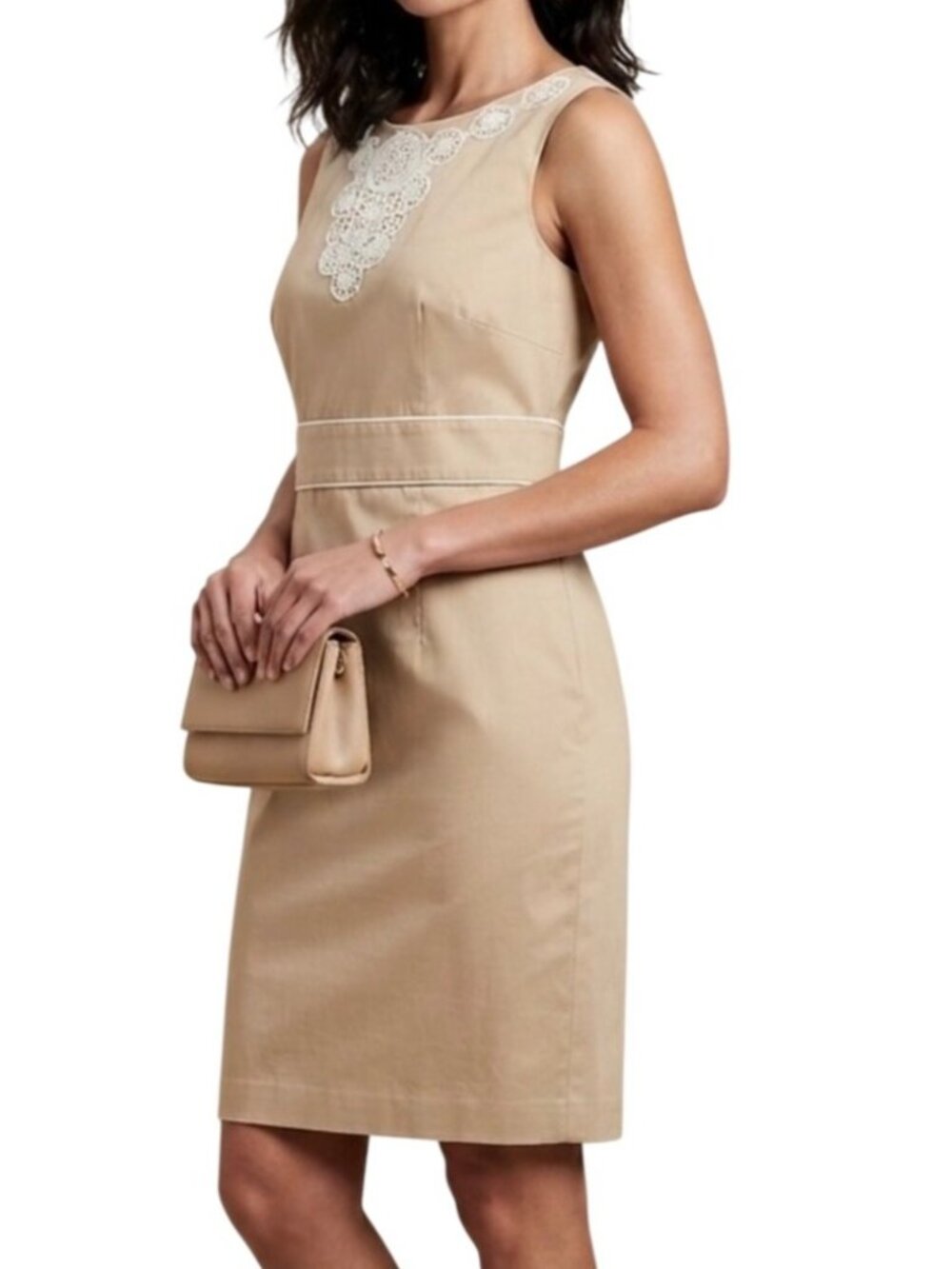 Isabella DeMarco by Tahari Levine Sleeveless Sheath Dress~Size 4~Tan L13 18 - Picture 6 of 15
